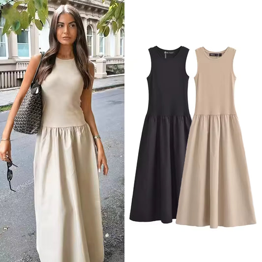 Khaki elagant long dress